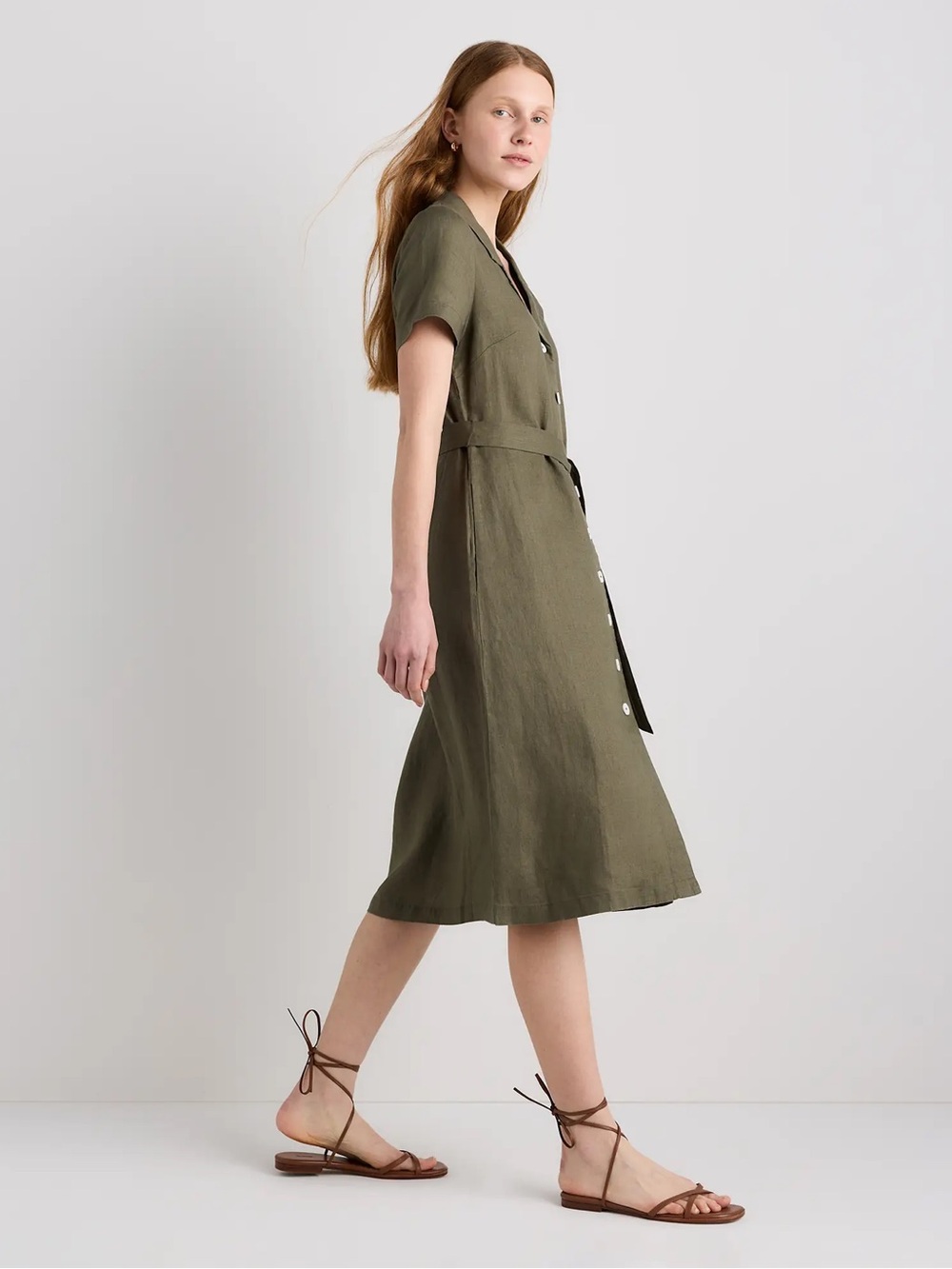 Quince 100% European Linen Button Front Dress ✨ size L - Picture 7 of 8